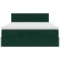 Preview: Ottoman-Bett mit Matratze & LEDs Dunkelgrün 140x190 cm Samt