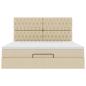 Preview: Ottoman-Bett mit Matratze & LEDs Creme 160x200 cm Stoff
