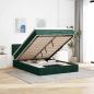 Preview: ARDEBO.de - Ottoman-Bett mit Matratze & LEDs Dunkelgrün 140x190 cm Samt