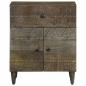 Preview: Nachttisch Hellgrau 50x33x60 cm Massivholz Mango