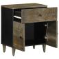 Preview: Nachttisch Hellgrau 50x33x60 cm Massivholz Mango