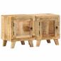 Preview: ARDEBO.de - Nachttisch 2 Stk. 40x32x46 cm Raues Massivholz Mango