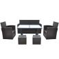 Preview: 6-tlg. Garten-Essgruppe mit Kissen Poly Rattan Braun