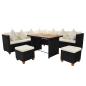 Preview: 7-tlg. Garten-Lounge-Set mit Auflagen Poly Rattan Schwarz