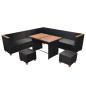 Preview: 7-tlg. Garten-Lounge-Set mit Auflagen Poly Rattan Schwarz