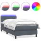 Preview: Boxspringbett mit Matratze & LED Dunkelgrau 80x210 cm Samt