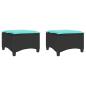 Preview: Gartenhocker mit Kissen 2 Stk. Schwarz 55x55x36 cm Poly Rattan