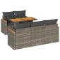 Preview: 6-tlg. Garten-Sofagarnitur mit Kissen Grau Poly Rattan Akazie
