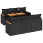 Preview: 7-tlg. Garten-Sofagarnitur mit Kissen Schwarz Poly Rattan