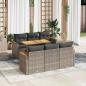 Preview: ARDEBO.de - 7-tlg. Garten-Sofagarnitur mit Kissen Grau Poly Rattan Akazie