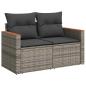 Preview: 7-tlg. Garten-Sofagarnitur mit Kissen Grau Poly Rattan Akazie