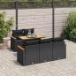 Preview: ARDEBO.de - 6-tlg. Garten-Sofagarnitur mit Kissen Schwarz Poly Rattan