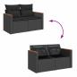 Preview: 6-tlg. Garten-Sofagarnitur mit Kissen Schwarz Poly Rattan