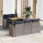 Preview: ARDEBO.de - 6-tlg. Garten-Sofagarnitur mit Kissen Grau Poly Rattan