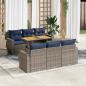 Preview: ARDEBO.de - 7-tlg. Garten-Sofagarnitur mit Kissen Grau Poly Rattan