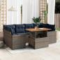 Preview: ARDEBO.de - 7-tlg. Garten-Sofagarnitur mit Kissen Grau Poly Rattan