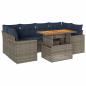Preview: 7-tlg. Garten-Sofagarnitur mit Kissen Grau Poly Rattan