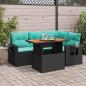 Preview: ARDEBO.de - 5-tlg. Garten-Sofagarnitur mit Kissen Schwarz Poly Rattan