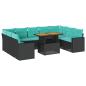 Preview: 10-tlg. Garten-Sofagarnitur mit Kissen Schwarz Poly Rattan