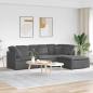 Preview: ARDEBO.de - Modulares Sofa mit Fußhocker Kissen Cordstoff Dunkelgrau