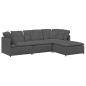 Preview: Modulares Sofa mit Fußhocker Kissen Cordstoff Dunkelgrau