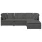 Preview: Modulares Sofa mit Fußhocker Kissen Cordstoff Dunkelgrau