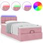 Preview: Ottomane Bett mit Matratze & LEDs Rosa 80x200 cm Samt