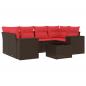 Preview: 7-teiliges Gartensofa-Set mit Kissen, braun, Polyrattan