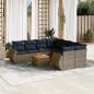 Preview: ARDEBO.de - 9-teiliges Gartensofa-Set mit Kissen, grau, Polyrattan