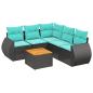 Preview: 6-teiliges Gartensofa-Set mit Kissen, schwarzes Polyrattan