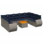 Preview: 10-teiliges Gartensofa-Set mit Kissen, grau, Polyrattan