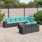 Preview: ARDEBO.de - 9-teiliges Gartensofa-Set mit Kissen, schwarzes Polyrattan