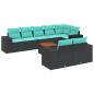 Preview: 9-teiliges Gartensofa-Set mit Kissen, schwarzes Polyrattan