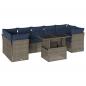 Preview: 8-teiliges Gartensofa-Set mit Kissen, grau, Polyrattan