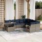 Preview: ARDEBO.de - 10-teiliges Gartensofa-Set mit Kissen, grau, Polyrattan