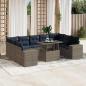 Preview: ARDEBO.de - 10-teiliges Gartensofa-Set mit Kissen, grau, Polyrattan