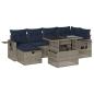 Preview: 7-teiliges Gartensofa-Set mit Kissen, grau, Polyrattan
