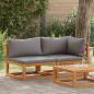 Preview: 2-tlg. Sofa-Set mit dunkelgrauen Kissen Akazie Massivholz