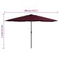Preview: Sonnenschirm mit Metall-Mast 390 cm Bordeauxrot