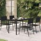 Preview: ARDEBO.de - Garten-Esstisch Schwarz 140x70x74 cm Stahl und Glas