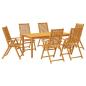 Preview: 7-tlg. Garten-Essgruppe 180x90x75 cm Massivholz Akazie