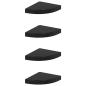 Preview: Eck-Schweberegale 4 Stk. Hochglanz-Schwarz 25x25x3,8 cm MDF