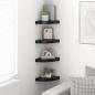 Preview: Eck-Schweberegale 4 Stk. Hochglanz-Schwarz 25x25x3,8 cm MDF