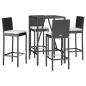 Preview: 5-tlg. Gartenbar-Set mit Kissen Schwarz Poly Rattan