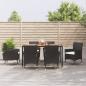 Preview: ARDEBO.de - 7-tlg. Garten-Essgruppe mit Kissen Schwarz Poly Rattan