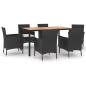 Preview: 7-tlg. Garten-Essgruppe mit Kissen Schwarz Poly Rattan
