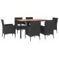 Preview: 7-tlg. Garten-Essgruppe mit Kissen Schwarz Poly Rattan