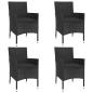 Preview: 5-tlg. Garten-Bistro-Set mit Kissen Schwarz Poly Rattan