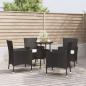 Preview: ARDEBO.de - 5-tlg. Garten-Bistro-Set mit Kissen Schwarz Poly Rattan