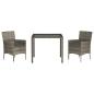 Preview: 3-tlg. Garten-Essgruppe mit Kissen Grau Poly Rattan